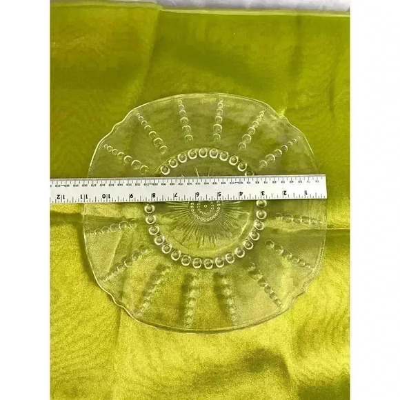 VTG Clear Pressed Glass Dots Bubbles 11" Rounded Square Dinner Plate - Picture 8 of 9